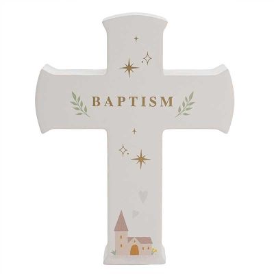 Baptism Faith & Hope Mantel Cross Plaque