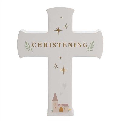 Christening Faith & Hope Mantel Cross Plaque