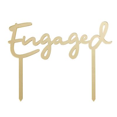 Gold 'engaged' Acrylic Cake Topper