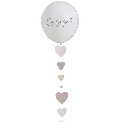 18 Inch Balloon With Trailing Heart Balloon Tail Engaged Balloons
