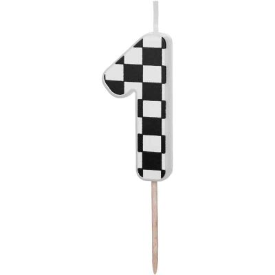 6cm  Chequered Flag Number 1 Birthday Candle