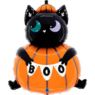 34 Inch Cat In The Pumpkin Foil Balloon