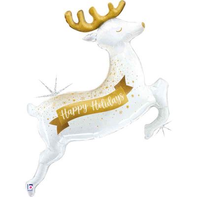 55 Inch Glistening Holiday Reindeer Foil Balloon