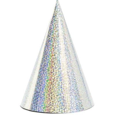 16cm Silver Holographic Party Hats (pack quantity 6)