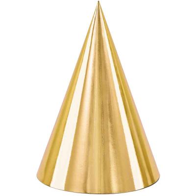 16cm Gold Party Hats (pack quantity 6)