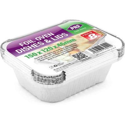 Small Foil Oven Dishes & Lids (pack quantity 8)