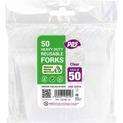 Clear Heavy Duty Plastic Forks (pack quantity 50)