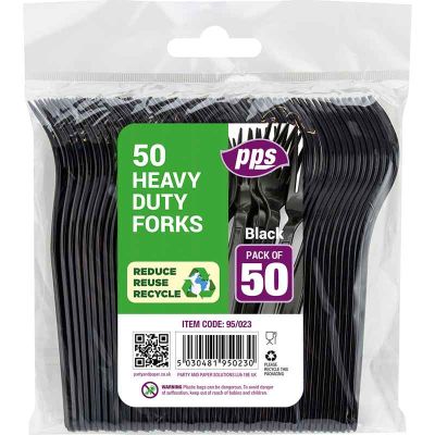 Heavy Duty Black Plastic Forks (pack quantity 50)
