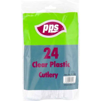 Clear Delux Plastic Cutlery (pack quantity 24)