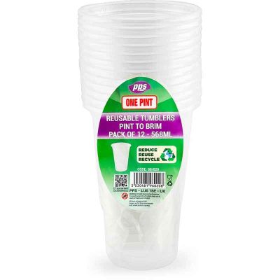 Plastic Pint Tumblers (pack quantity 12)