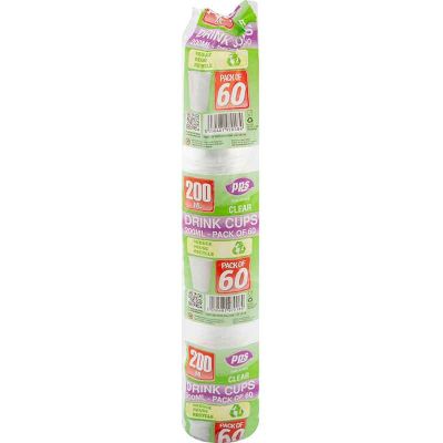 200ml Clear Plastic Cups (pack quantity 60)