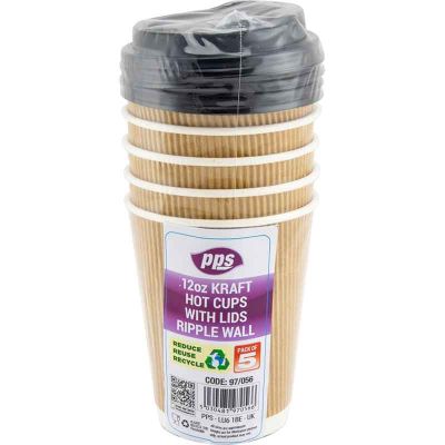 12pz Ripple Cups With Lids (pack quantity 5)