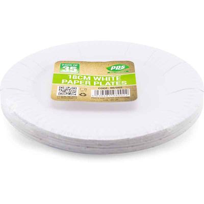 18cm White Paper Plates (pack quantity 35)