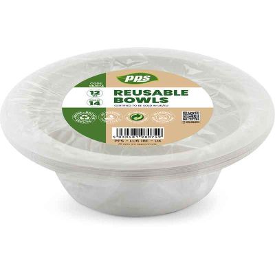 12pz White Plastic Bowls (pack quantity 14)