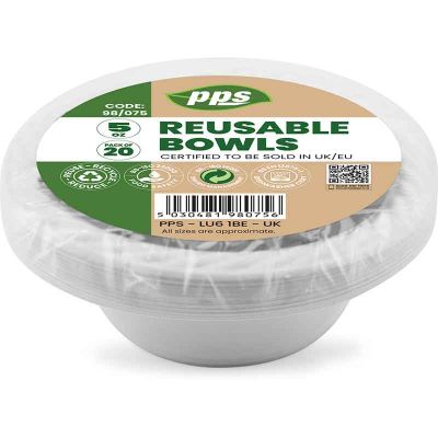 5oz White Plastic Bowls (pack quantity 20)