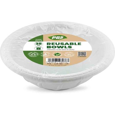 35oz White Plastic Salad Bowls (pack quantity 8)