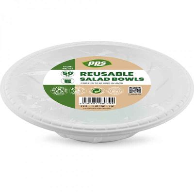 50pz White Plastic Salad Bowls (pack quantity 5)