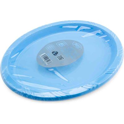 26cm Light Blue Plastic Oval Plates (pack quantity 5)