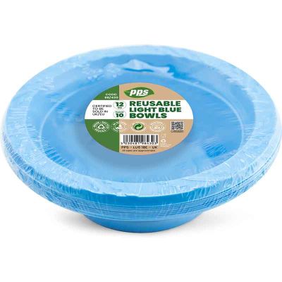 12oz Light Blue Plastic Bowls (pack quantity 10)