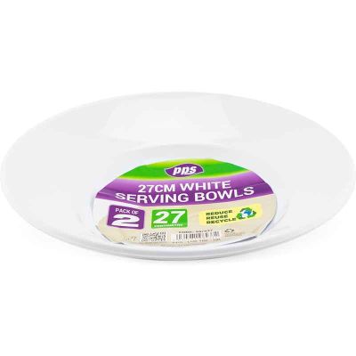 27cm White Plastic Serving Bowls (pack quantity 2)