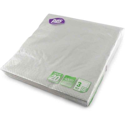 40cm 3ply Silver Napkins