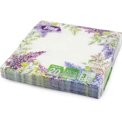 33cm 3ply Purple Lavender Napkins (pack quantity 20)