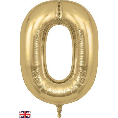 34 Inch Number 0 Gold Silk Jumbo Foil Balloon