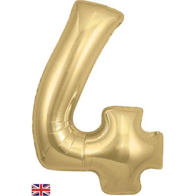 34 Inch Number 4 Gold Silk Jumbo Foil Balloon