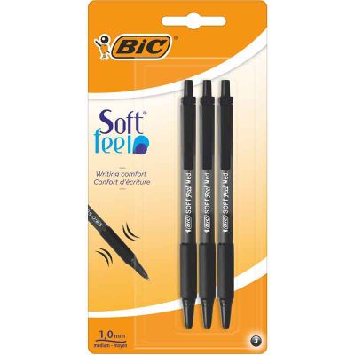 1.0mm Black Soft Feel Clic Grip Pens (pack quantity 3)