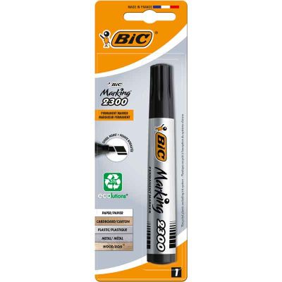 Bic 2300 Black Chisel Tip Marker Pen On Blister Card
