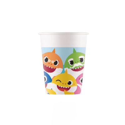 200ml Baby Shark Paper Cups (pack quantity 8)
