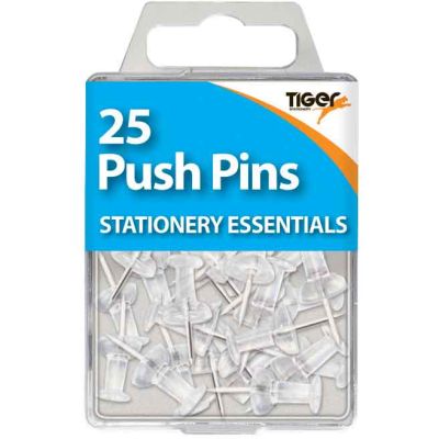 25pc Essentials Clear Push Pins