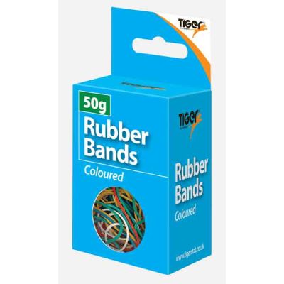 50g Tiger Coloured Rubber Bands