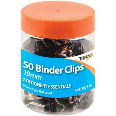 50pc 19mm Tub Of Binder Clips