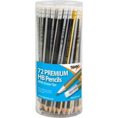 Hb Pencils With Eraser Tub 72s
