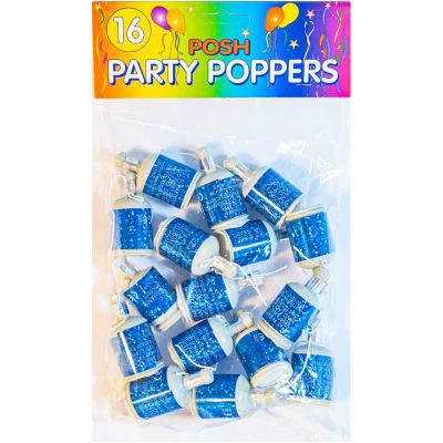 Holographic Blue Party Poppers (pack quantity 16)