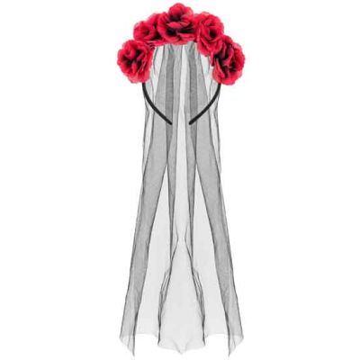 Headband With Veil And Roses