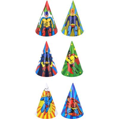 6assorted Super Hero Cone Hats 144s