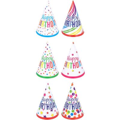 6assorted Happy Birthday Cone Hats 144s