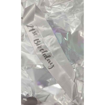 21st Birthday Sash With Black Diamante Stones