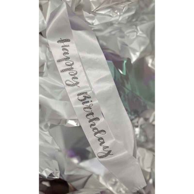 Happy Birthday Sash With Black Diamante Stones