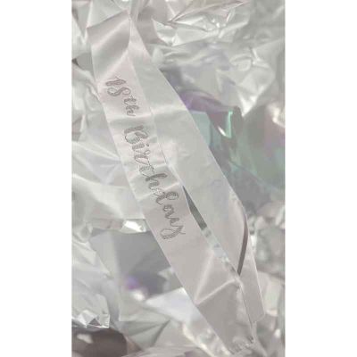 18th Birthday Silver Diamante Sash