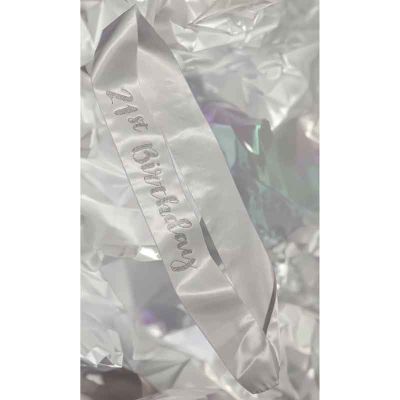 21st Birthday Silver Diamante Sash