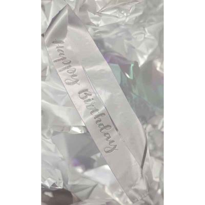 Happy Birthday Silver Diamante Sash