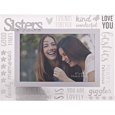 3d Sisters With Love Glass Frame
