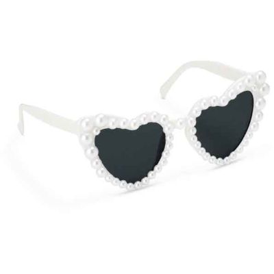 White Heart Shaped Glasses With Pearls