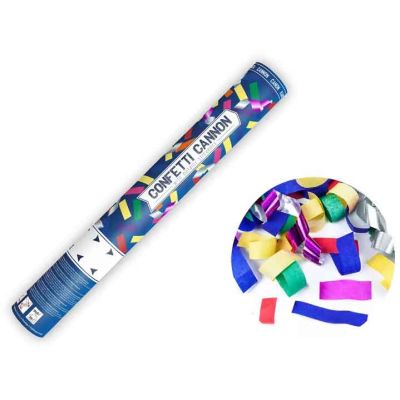 40cm Assorted Paper Confetti And Metallic Streamers Cannon 12s