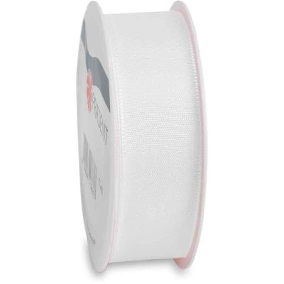 25mm X 10m White Taffeta Ribbon