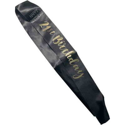 21st Birthday Black Sash With Gold Text