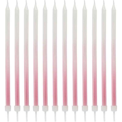 Pink Ombre Tall Skinny Candles (pack quantity 12)